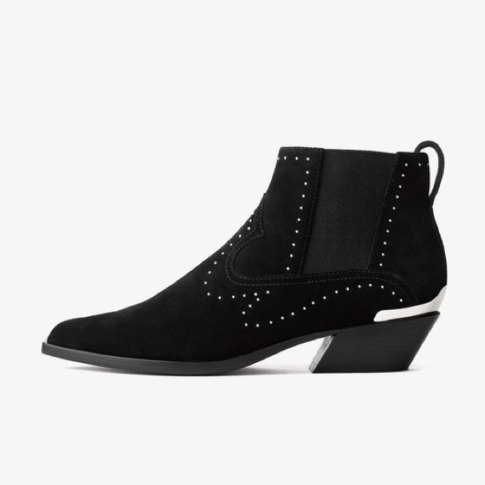 (AN-39) Rag & Bone Westin Boot In Black Suede Studded